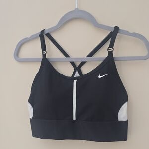Nike Women's Black Sports Bra with White Accents